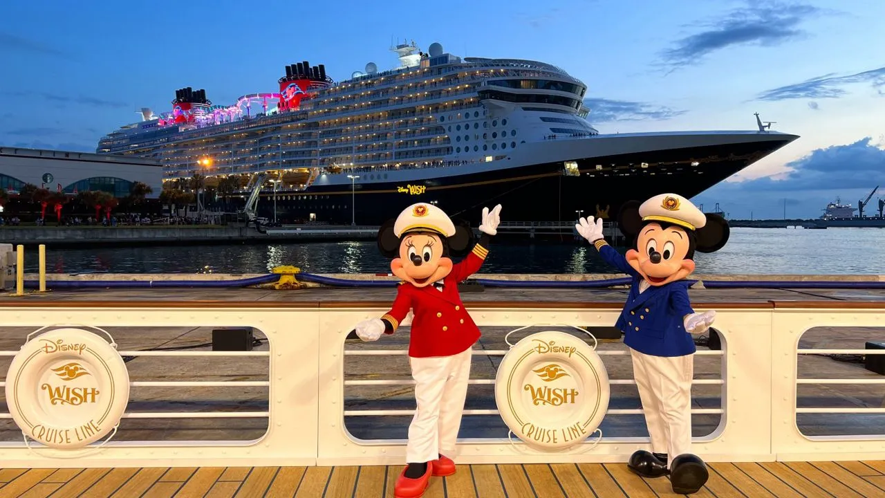 Disney Wish cruise ship docked at Port Canaveral